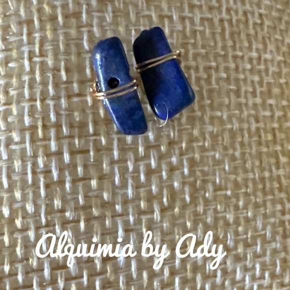 Alquimia Blue lapis super tiny and Gold Earrings - Picture 1 of 1